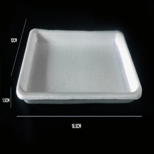 Khay xốp đựng thực phẩm trắng M12, kích thước 18,5 x 12 x 1,5 cm (khoảng 150 cái/dây, 1000 cái/cây)