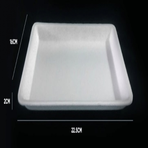 Khay xốp đựng thực phẩm trắng M16, kích thước 22,5 x 16 x 2 cm (khoảng 100 cái/dây, 750 cái/cây)